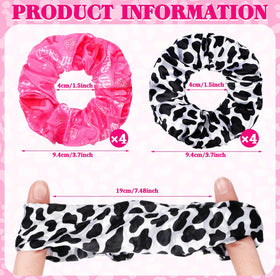 Lyrow cowgirl cow-print scrunchie pink variant shown, soft fabric for comfortable all-day wear.