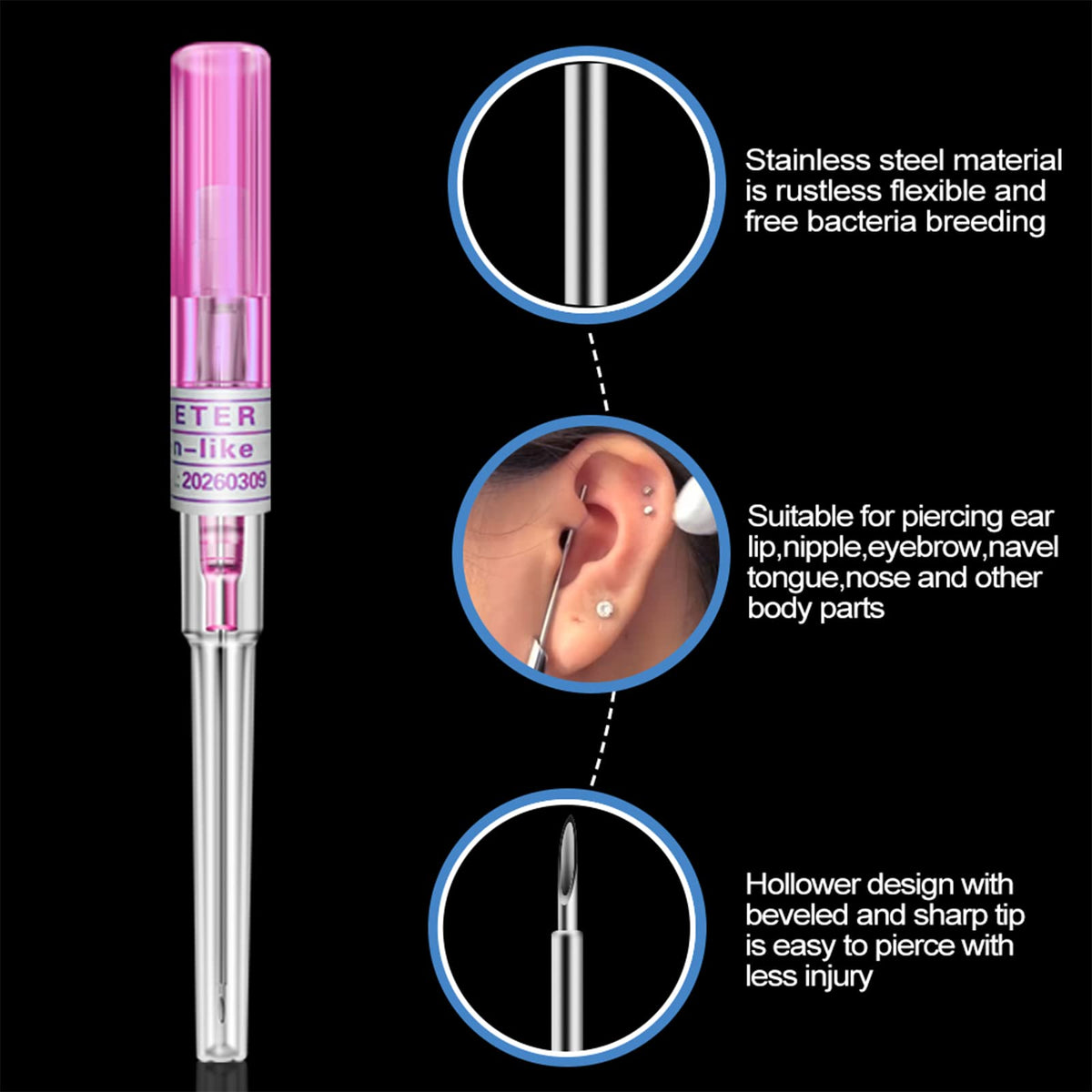 Lyuxzad demonstrates multi-site piercing applications for ears, nose, and lips.