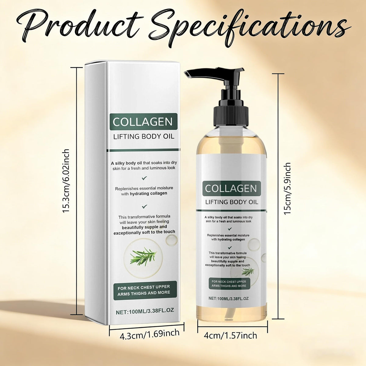 Packaging of LZUPIKC Collagen Lifting Body Oil duo bottle set