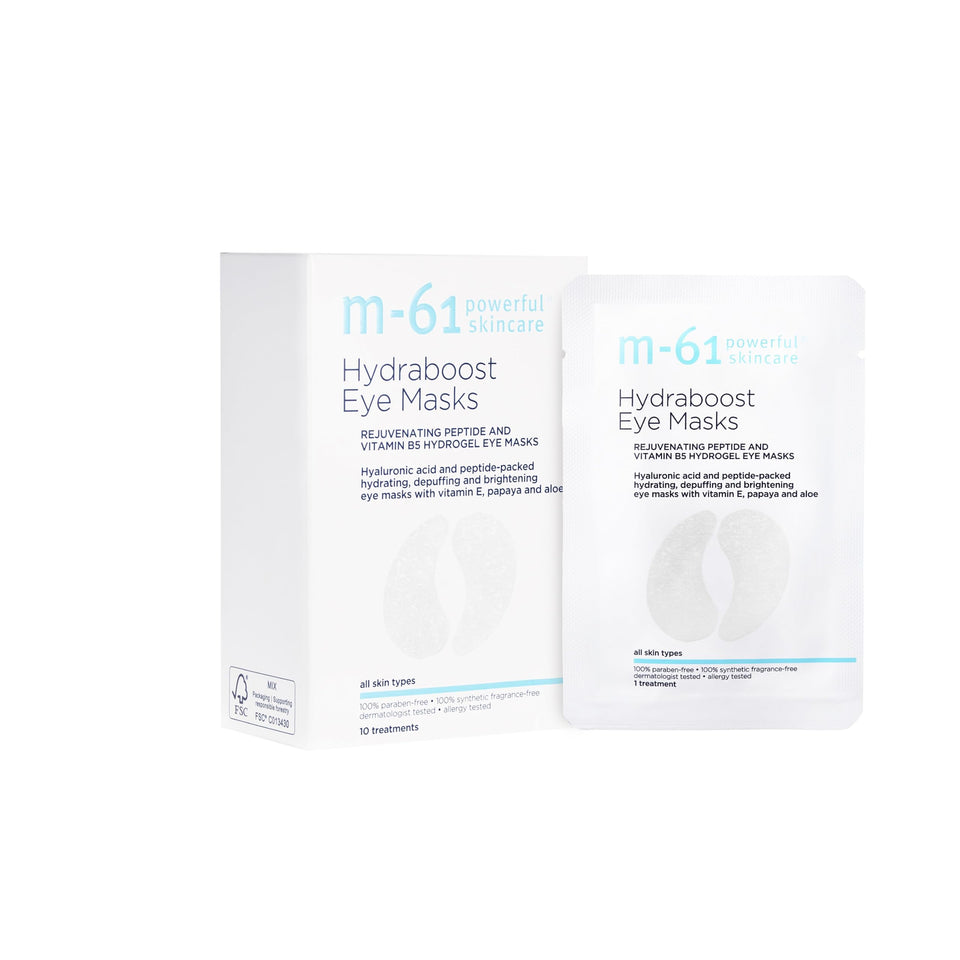 m-61 Hydraboost Eye Masks hydrogel patches delivering 24-hour hydration to under-eye skin