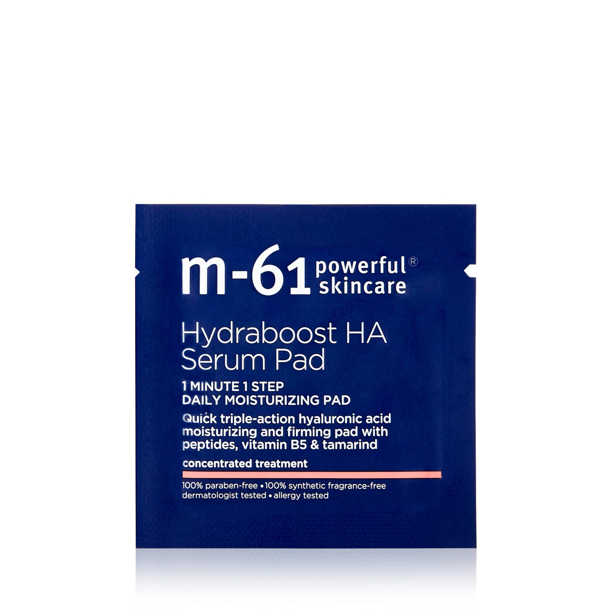 M-61 Hydraboost HA Serum Pad close-up of hyaluronic complex for moisture.