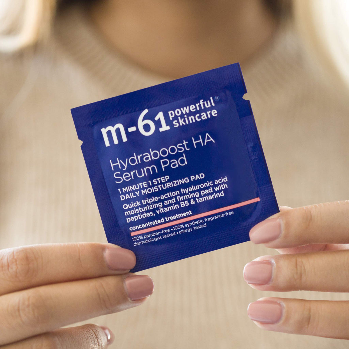 M-61 Hydraboost HA Serum Pad daily use for firming and hydration.