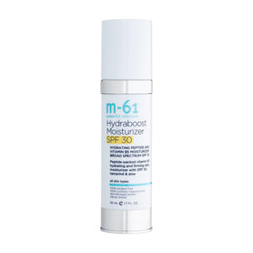 M-61 Hydraboost bottle with pump delivers daily hydration and SPF 30 protection.