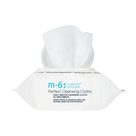 m-61 Perfect Cleansing Cloths pack front: gentle makeup removal and skin hydration.