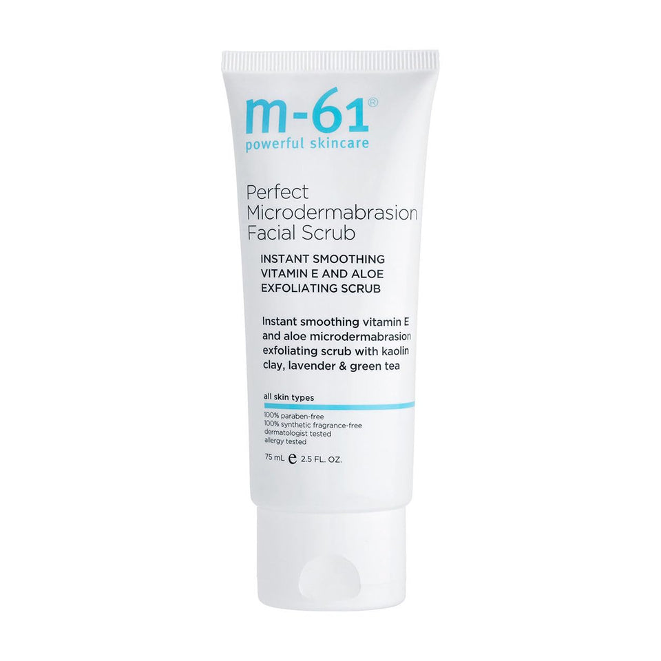 m-61 Perfect Microdermabrasion Scrub jar demonstrating gentle exfoliation for smooth skin