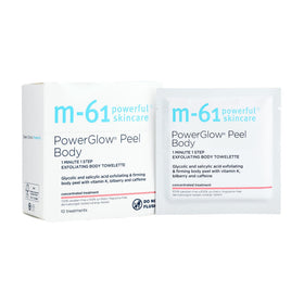 m-61 PowerGlow Peel Body towelette pack for convenient full-body exfoliation and smoother skin.