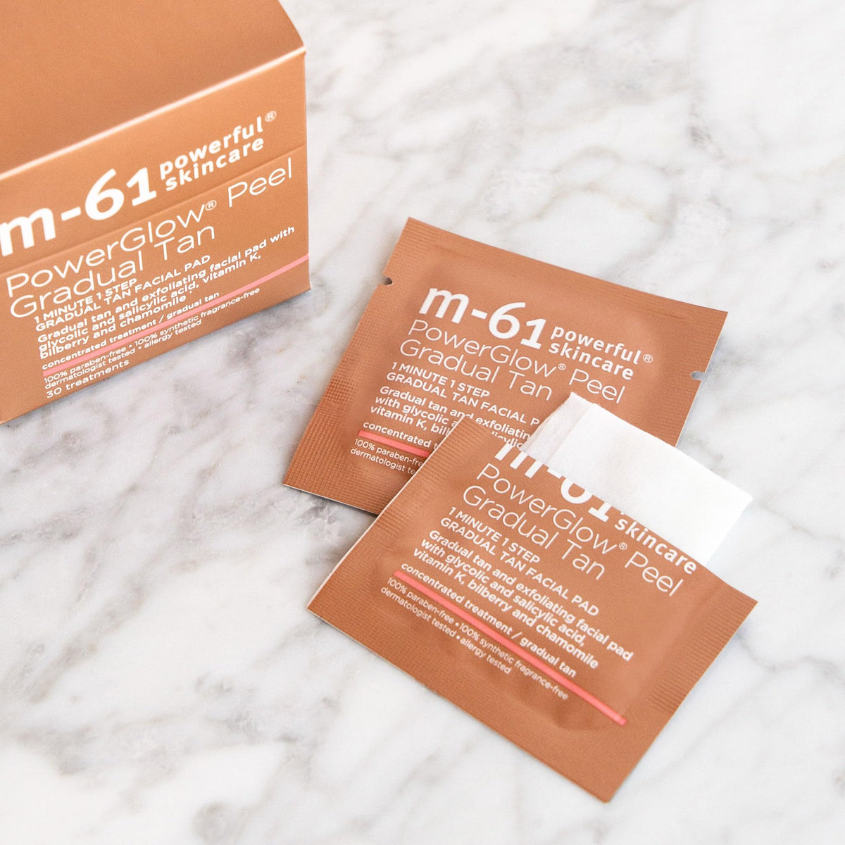 Gradual tan developing with m-61 PowerGlow Peel over time