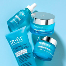 m-61 PowerGlow Pro+ Cleanse made in USA, dermatologist tested.