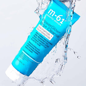 m-61 PowerGlow Pro+ Cleanse milky gel creates a subdued foam during wash.