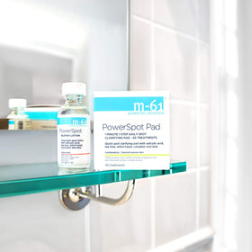 M-61 Powerspot Pads highlighting vegan and gluten-free formulation.