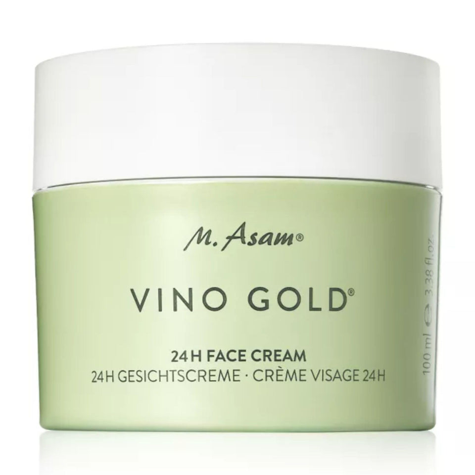 M. Asam VINO GOLD 24h cream bottle highlights anti-aging protection.