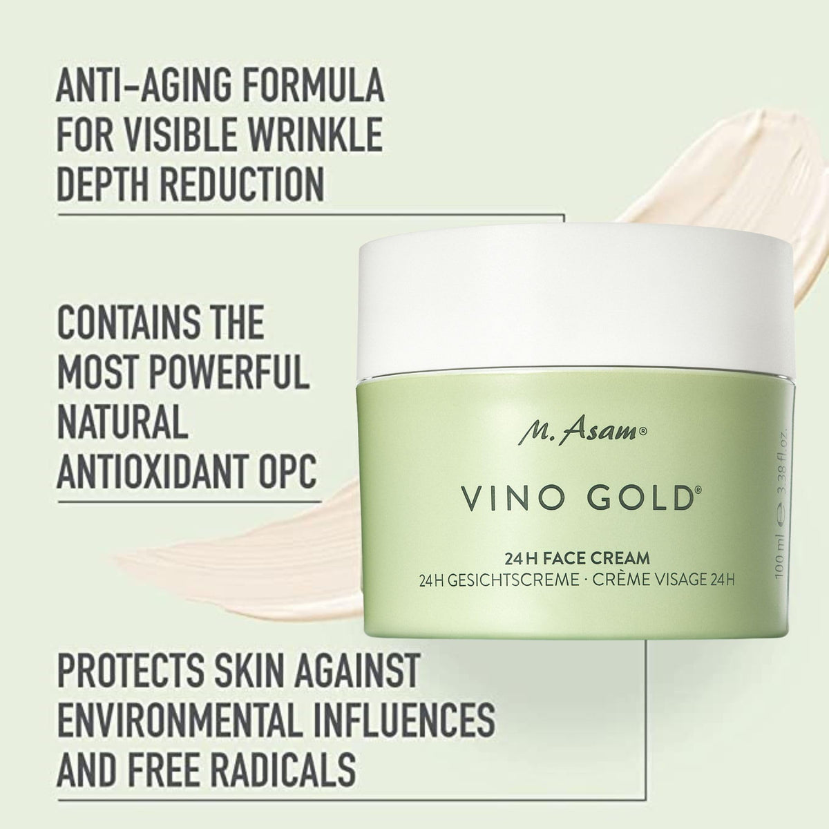 Close-up of the cream texture showing a light, moisturizing formula.