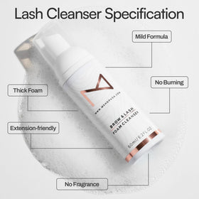 M Beauty Studio home-use foam cleanser; simple daily lash and brow care.