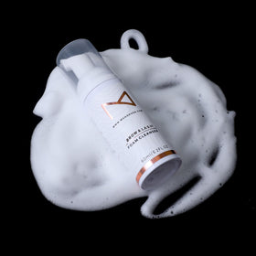 M Beauty Studio foam cleanser bottle-pump for microblading; soft cleansing around treated brows.