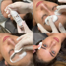 M Beauty Studio foam cleanser bottle-pump for nano brows; safe daily cleansing.