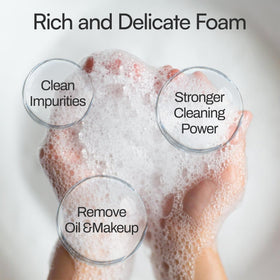 M Beauty Studio foam cleanser bottle-pump for powder brows; post-treatment refreshing cleanse.