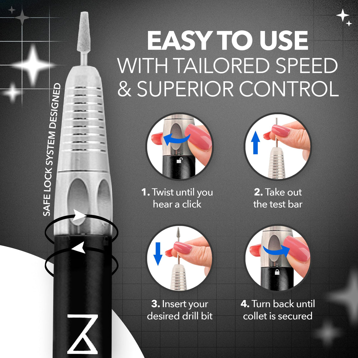 M Beauty Studio M Max 35000-rpm engine delivers fast filing