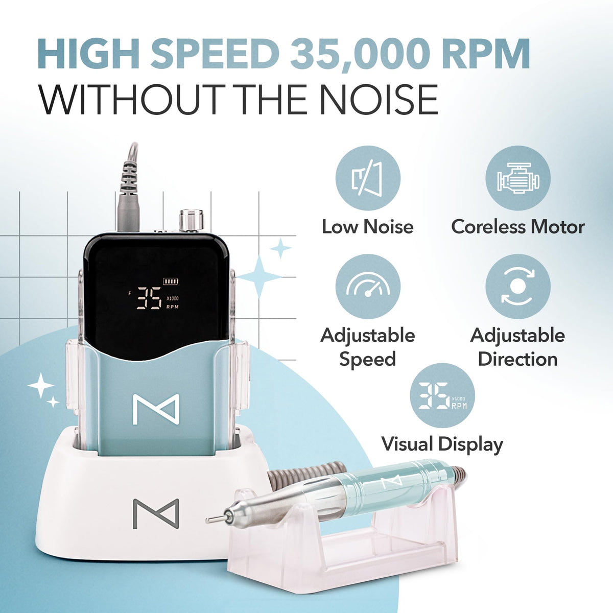 Mase 2-in-1 design highlights versatility for salon and home nail care.