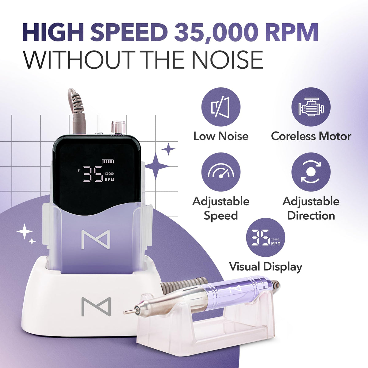 M Beauty Studio M Mase nail drill 35000 rpm performance with whisper quiet operation