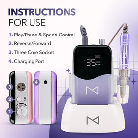 M Beauty Studio M Mase nail drill LCD display shows battery status at a glance