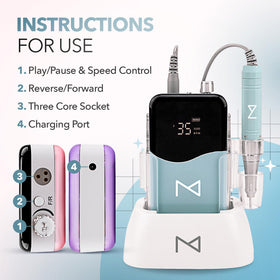 Adjustable speed control enables precise, customized nail prep for different techniques.
