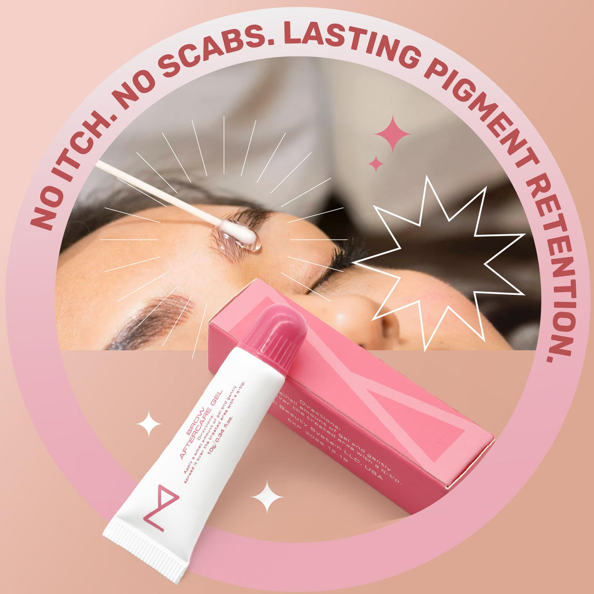 M Beauty Studio on-the-go brow care tube for quick post-procedure soothing.