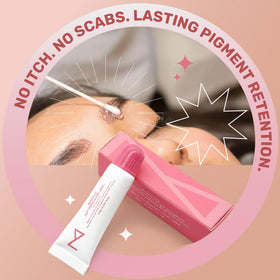 M Beauty Studio on-the-go brow care tube for quick post-procedure soothing.