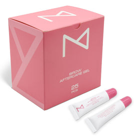 M Beauty Studio pack of 25 brow aftercare gel packets for on-the-go post-procedure care.