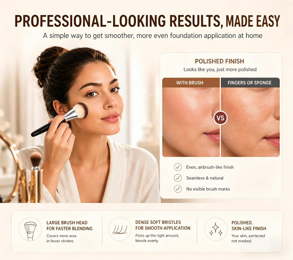 M J JOMAY brush creates an airbrush-like finish with proper blending.