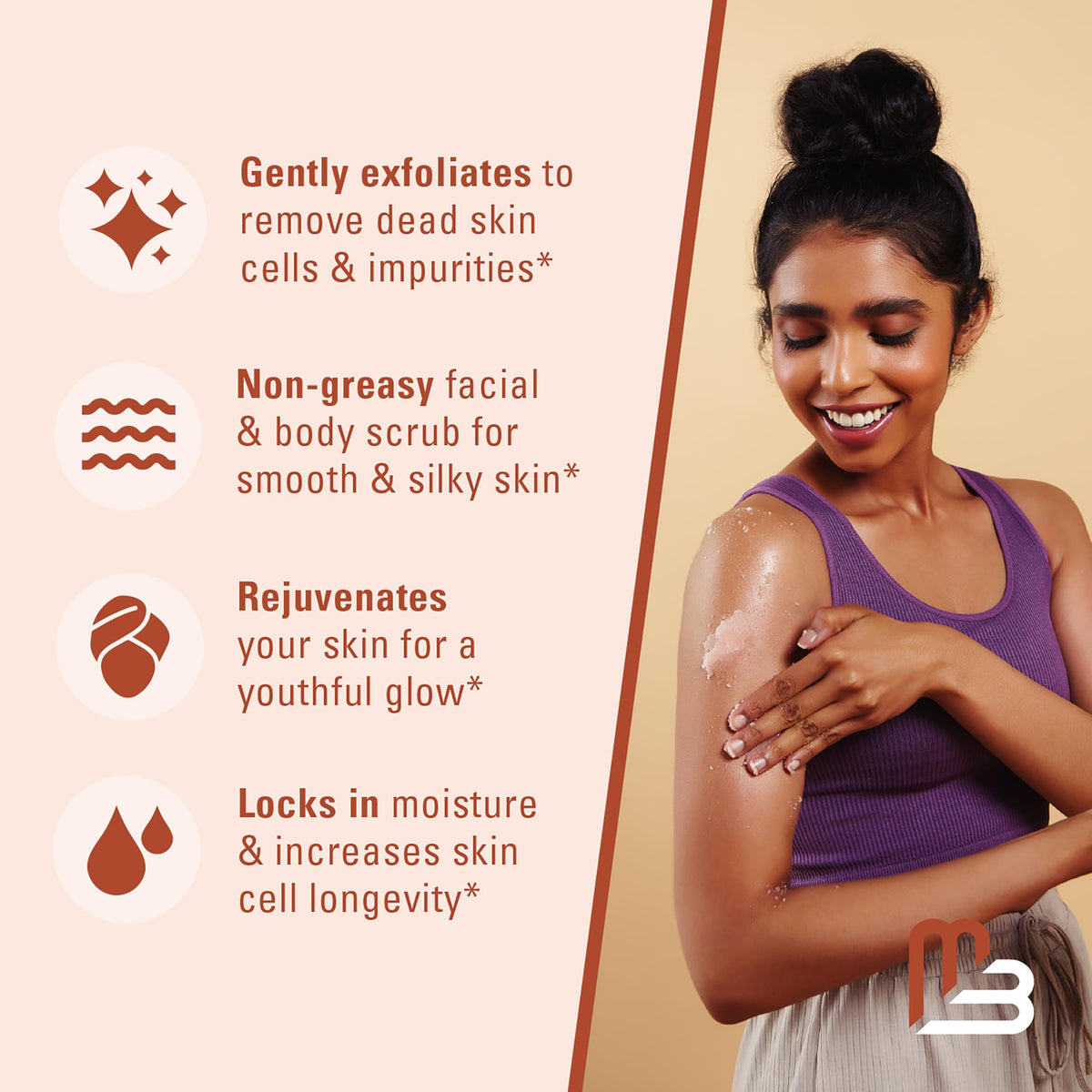 M3 Naturals Himalayan Salt Scrub body exfoliation with lychee oil nourishes skin