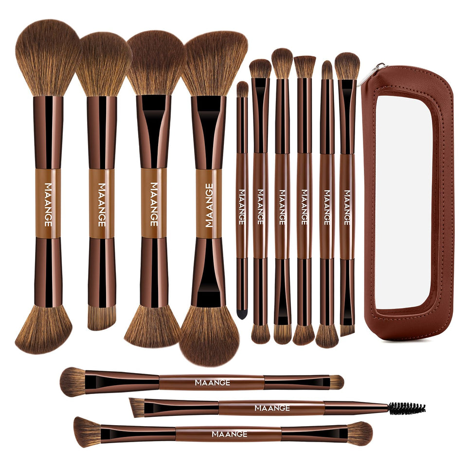MAANGE 13-piece foundation brush set with bag for even, seamless skin tone