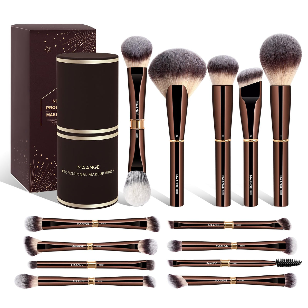 MAANGE 13-piece makeup brushes case for portable organization and protection