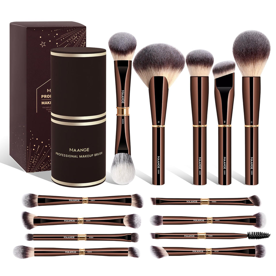 MAANGE 13-piece makeup brushes case for portable organization and protection