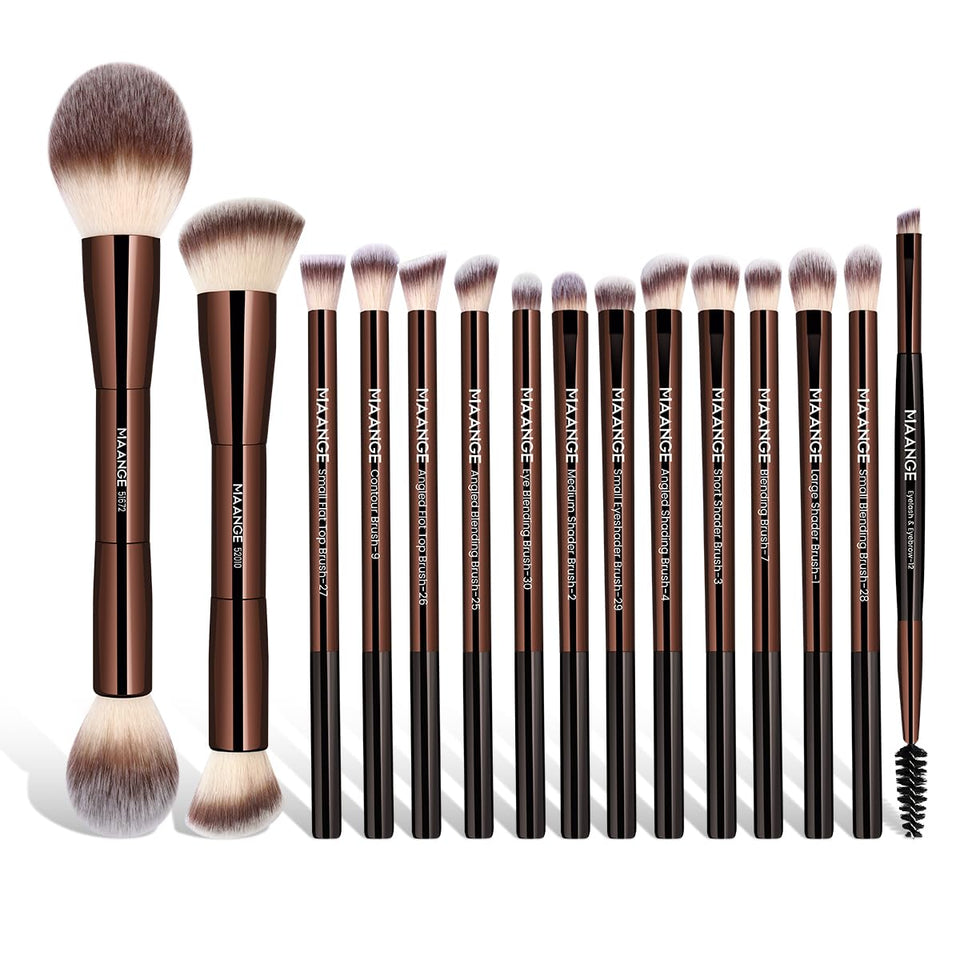 MAANGE 15-piece double-ended brushes for smooth foundation and blending
