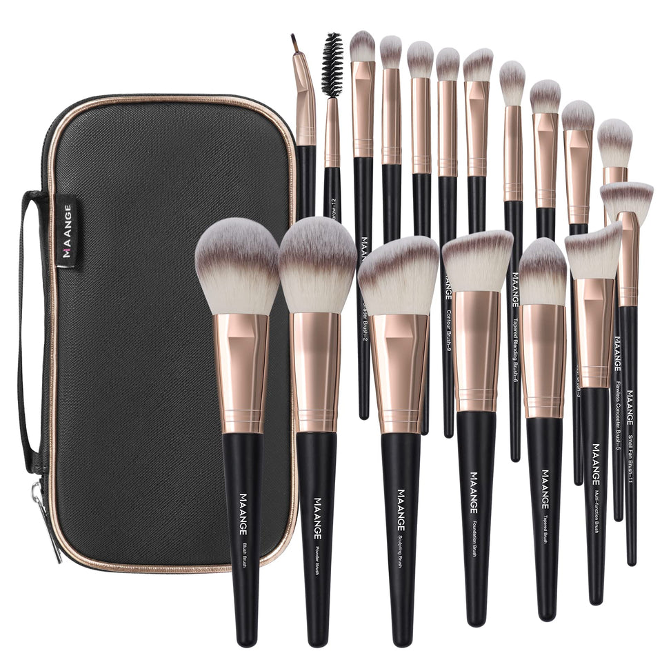 MAANGE 18-piece makeup brush set with case for professional-quality application.