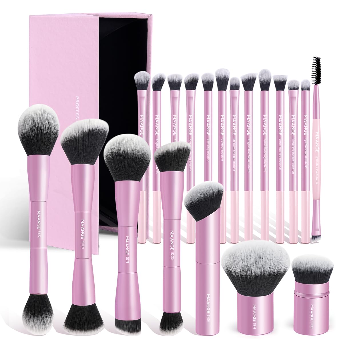 MAANGE 20-piece makeup brush set with gift box for versatile beauty looks.
