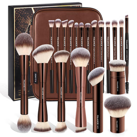 MAANGE 21-piece makeup brush set with bag for organized travel and flawless prep