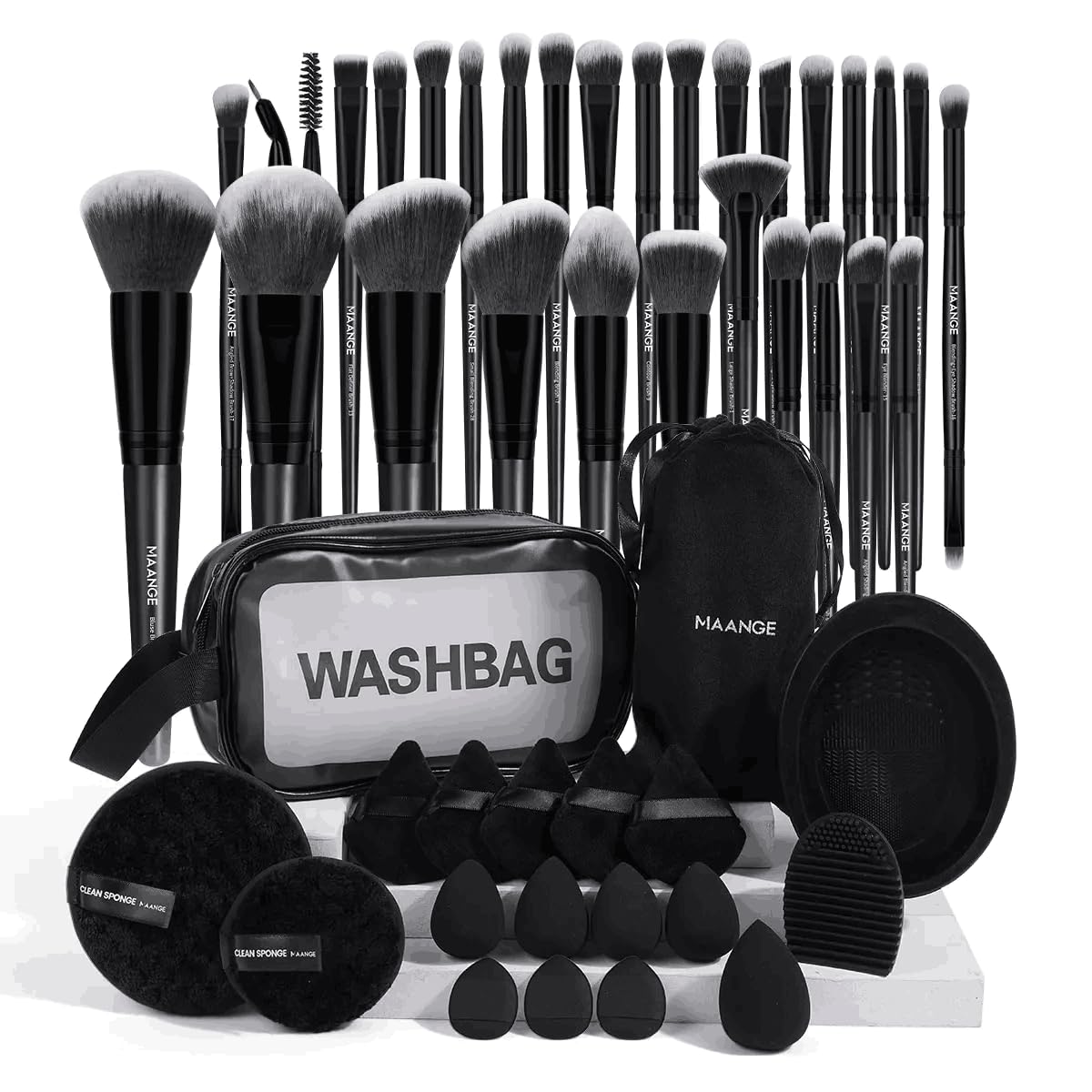 MAANGE 49-piece makeup brush set for seamless foundation and powder application