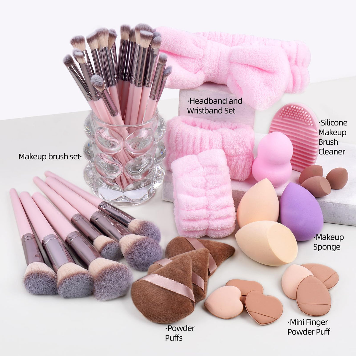 MAANGE 51-piece makeup brush set black-gold bristles for a premium look