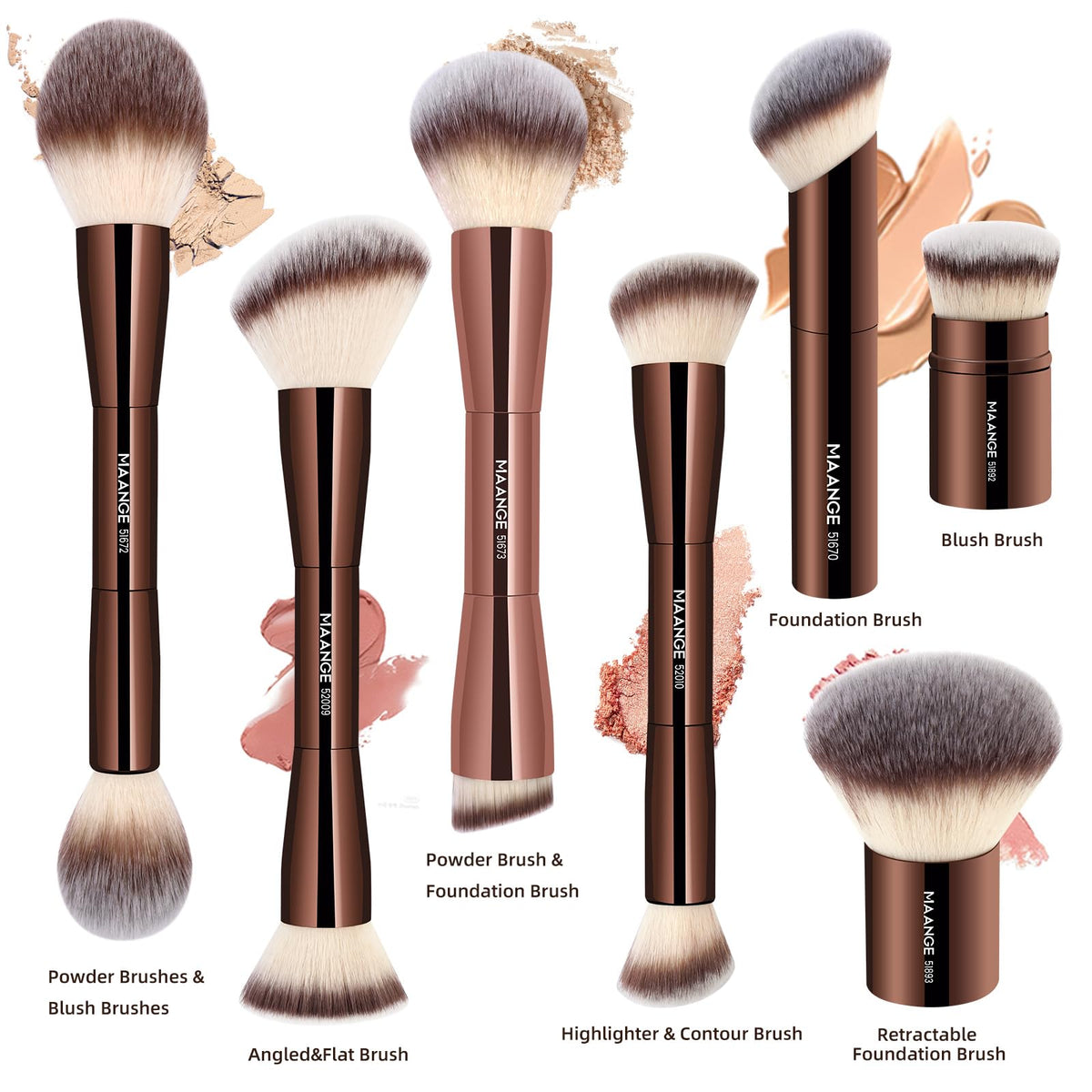 Maange basic brushes set provides essential tools for face makeup.