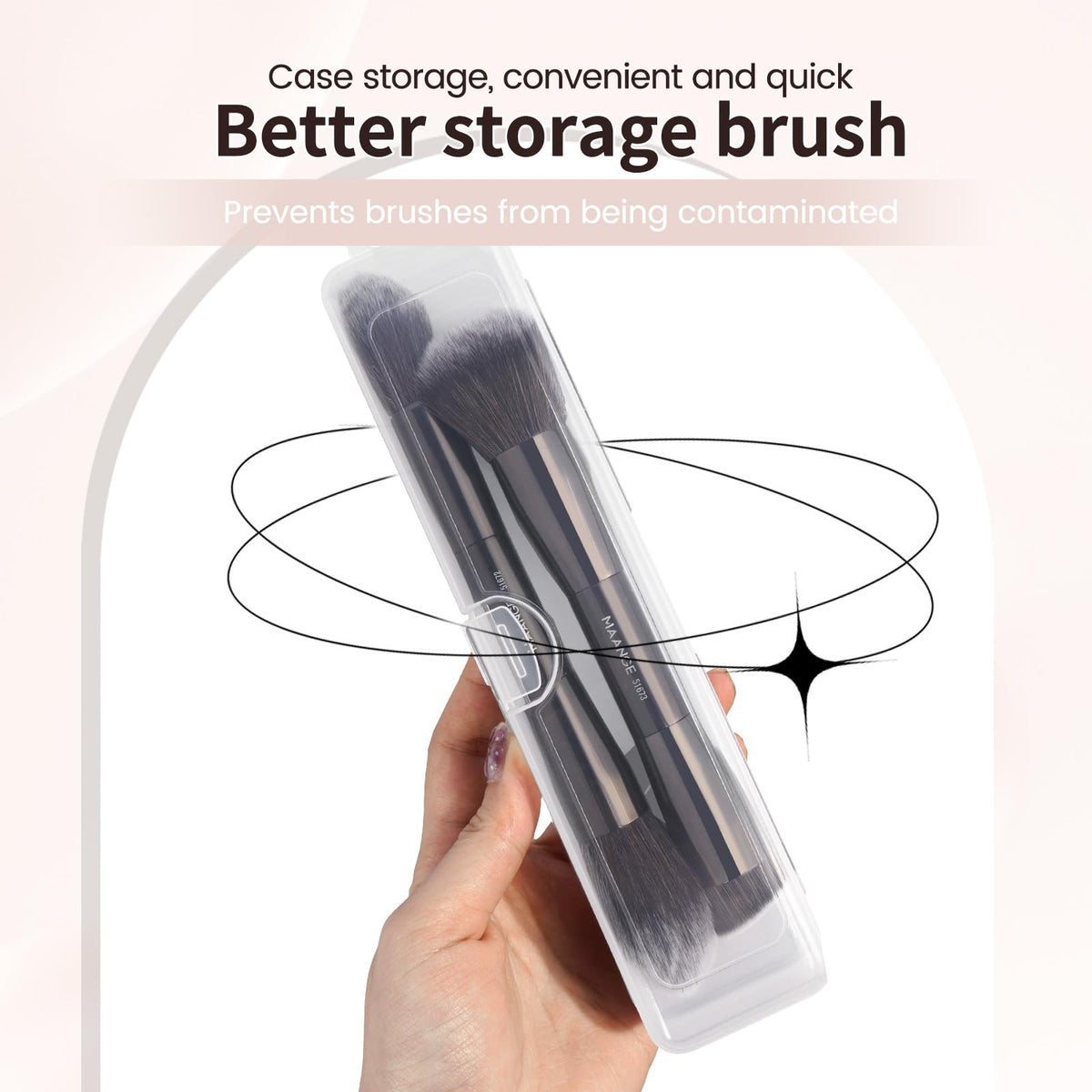 MAANGE blush and powder double-ended brush for smooth, even color application.