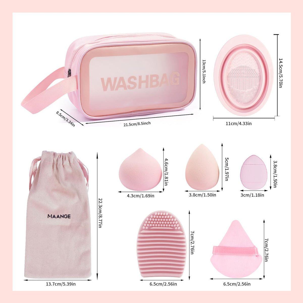 MAANGE cleaning mats and powder puffs for easy upkeeping.