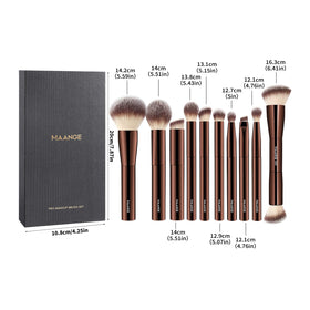 MAANGE coffeebrown brush set closeup showing color and finish