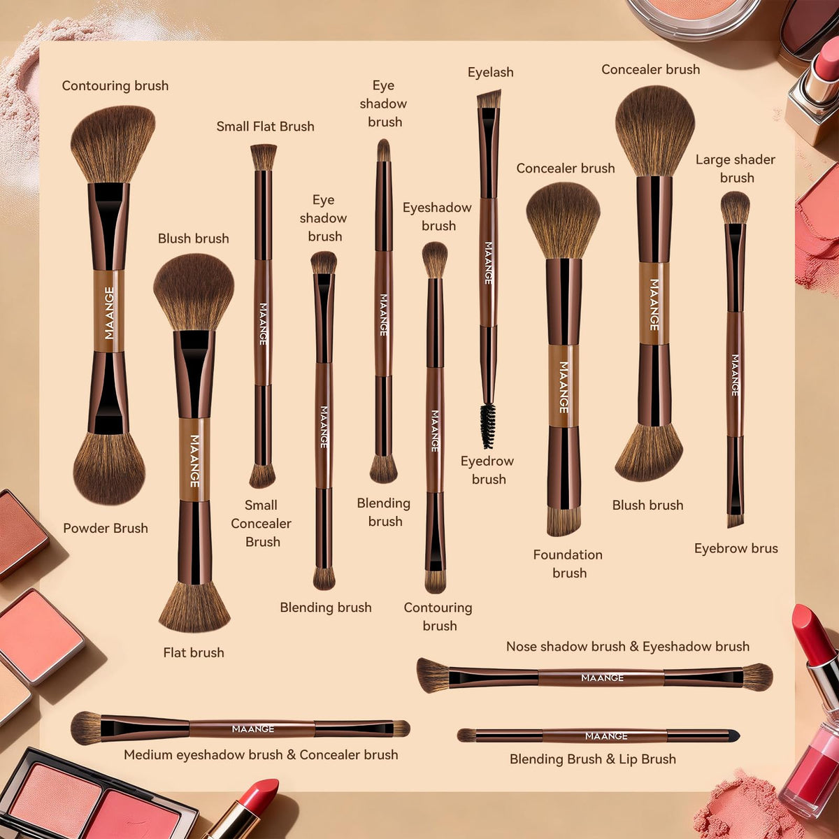 MAANGE dual-ended concealer brush for targeted coverage