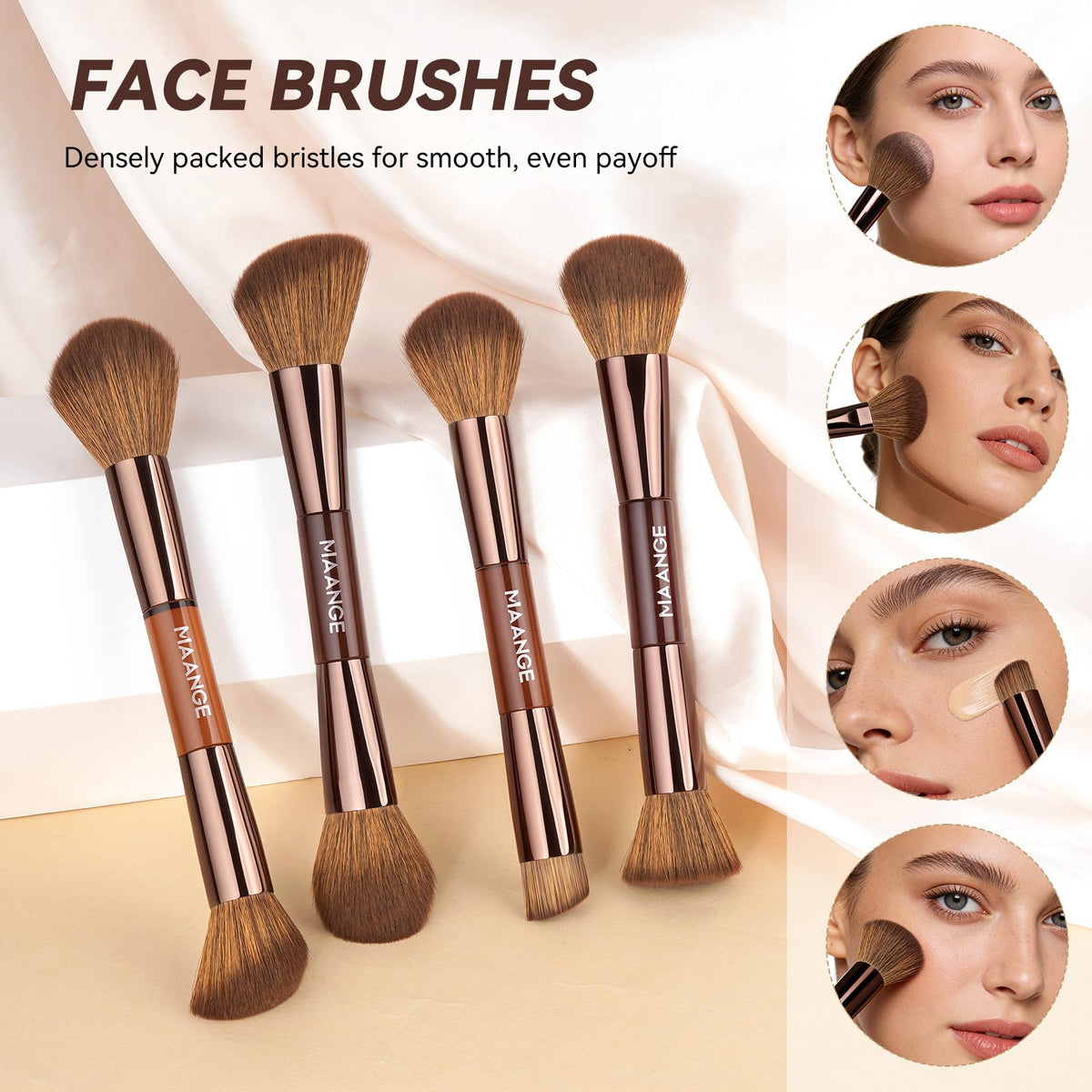 MAANGE dual-ended eyeshadow brush collection for precise lids and brows