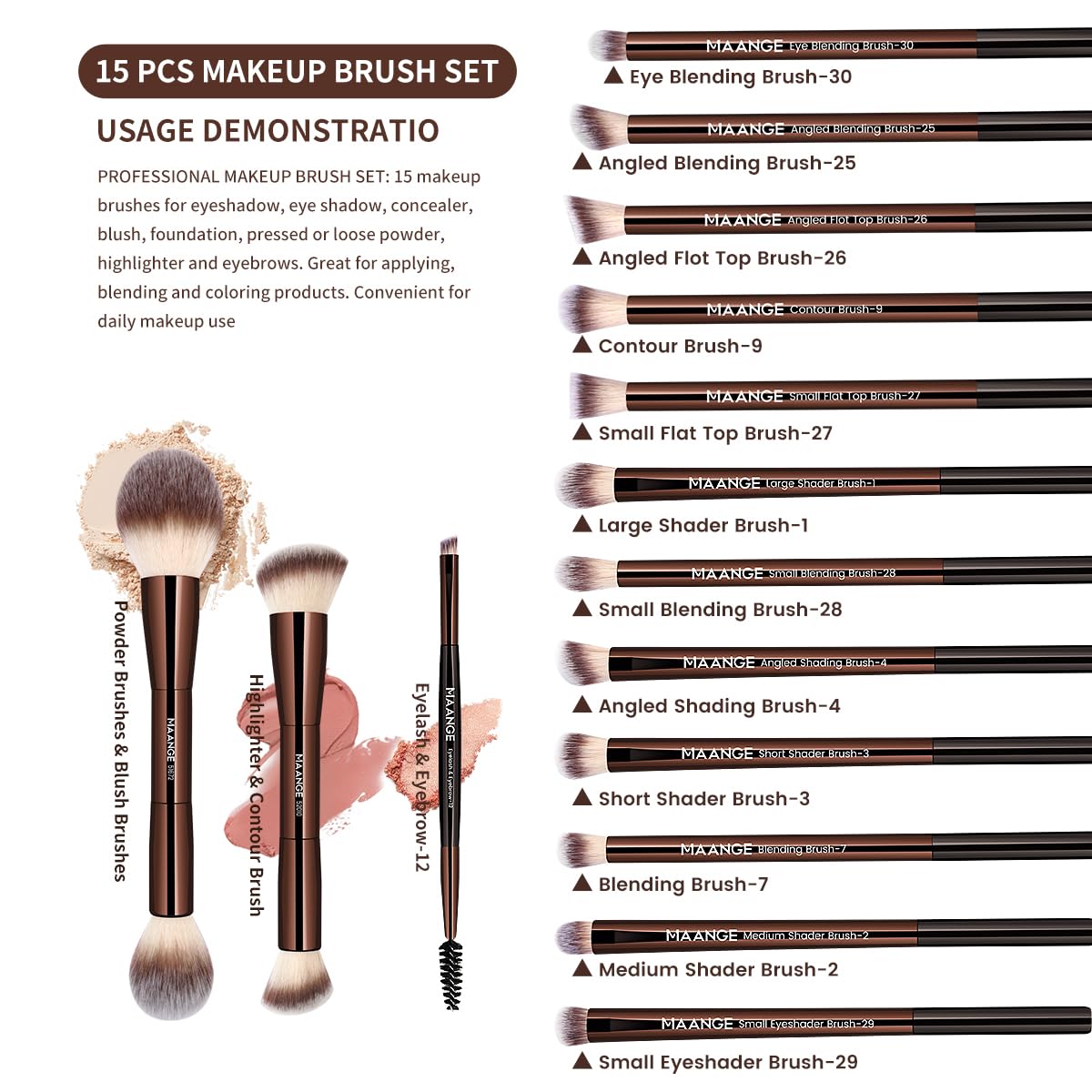 MAANGE double-ended eyebrow brush for shaping and definition