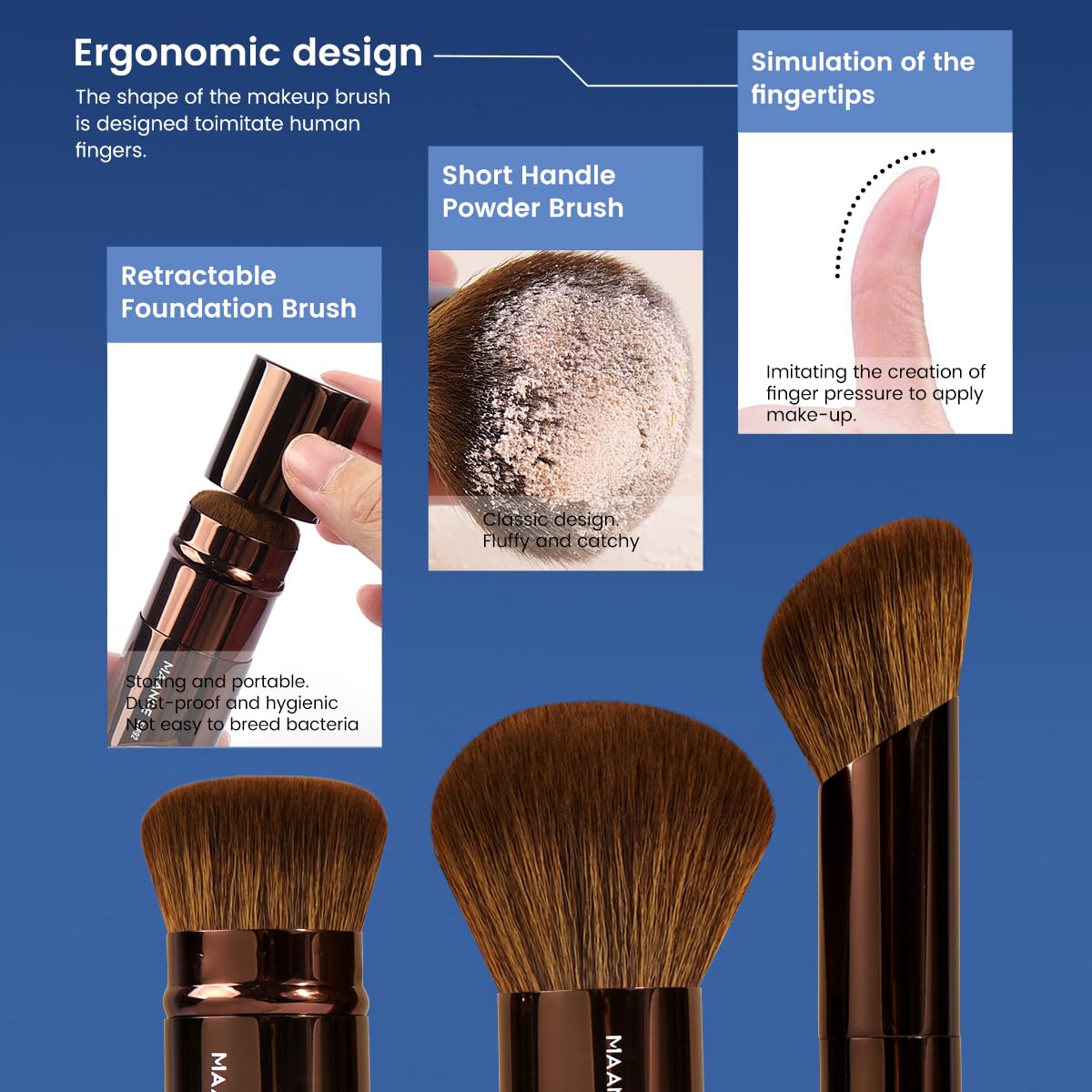 MAANGE eye brushes for precise eye makeup including blending and concealer.