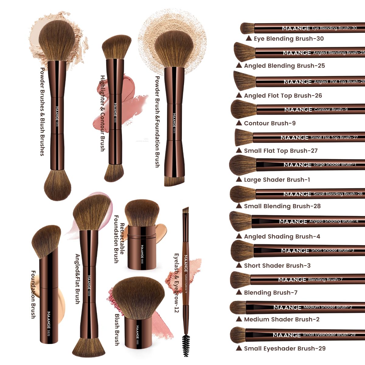 MAANGE foundation brush with ultra-soft bristles for smooth liquid application.