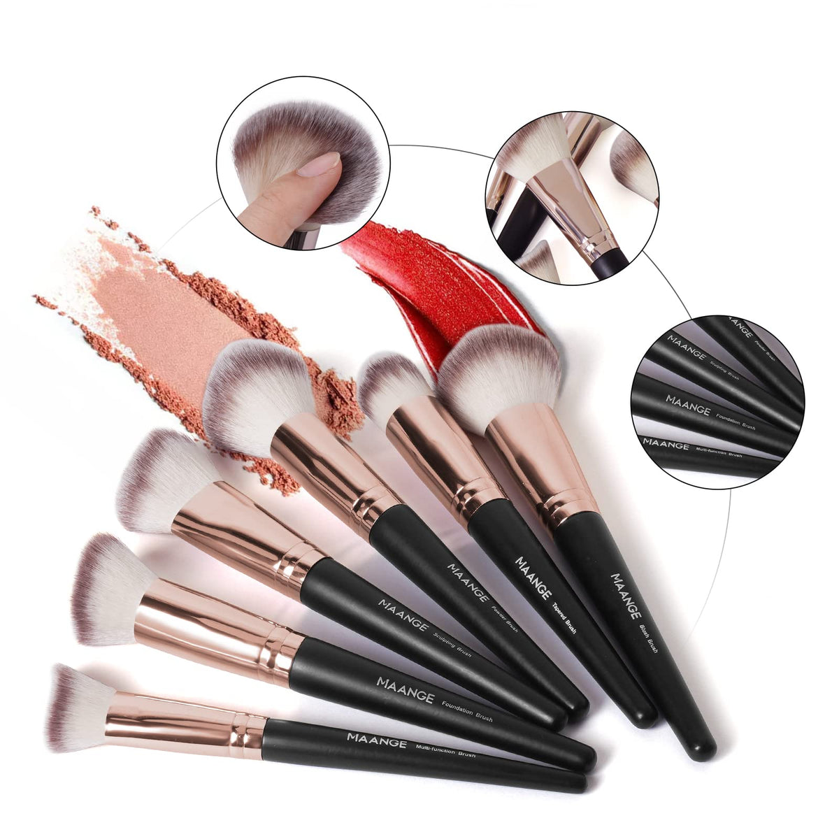MAANGE gift-ready brush set in coffee case, ideal for beauty lovers.