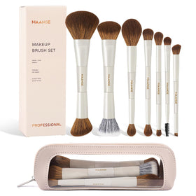 MAANGE makeup brush set dual-ended face brushes for versatile application.